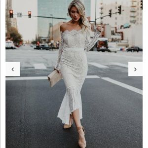 Vici midi white lace dress (L)